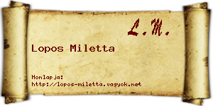 Lopos Miletta névjegykártya